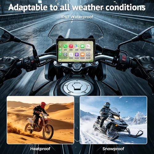 W722TPMS 7″ Wireless Motorcycle CarPlay & Android Auto with TPMS,IP67 7 Inch