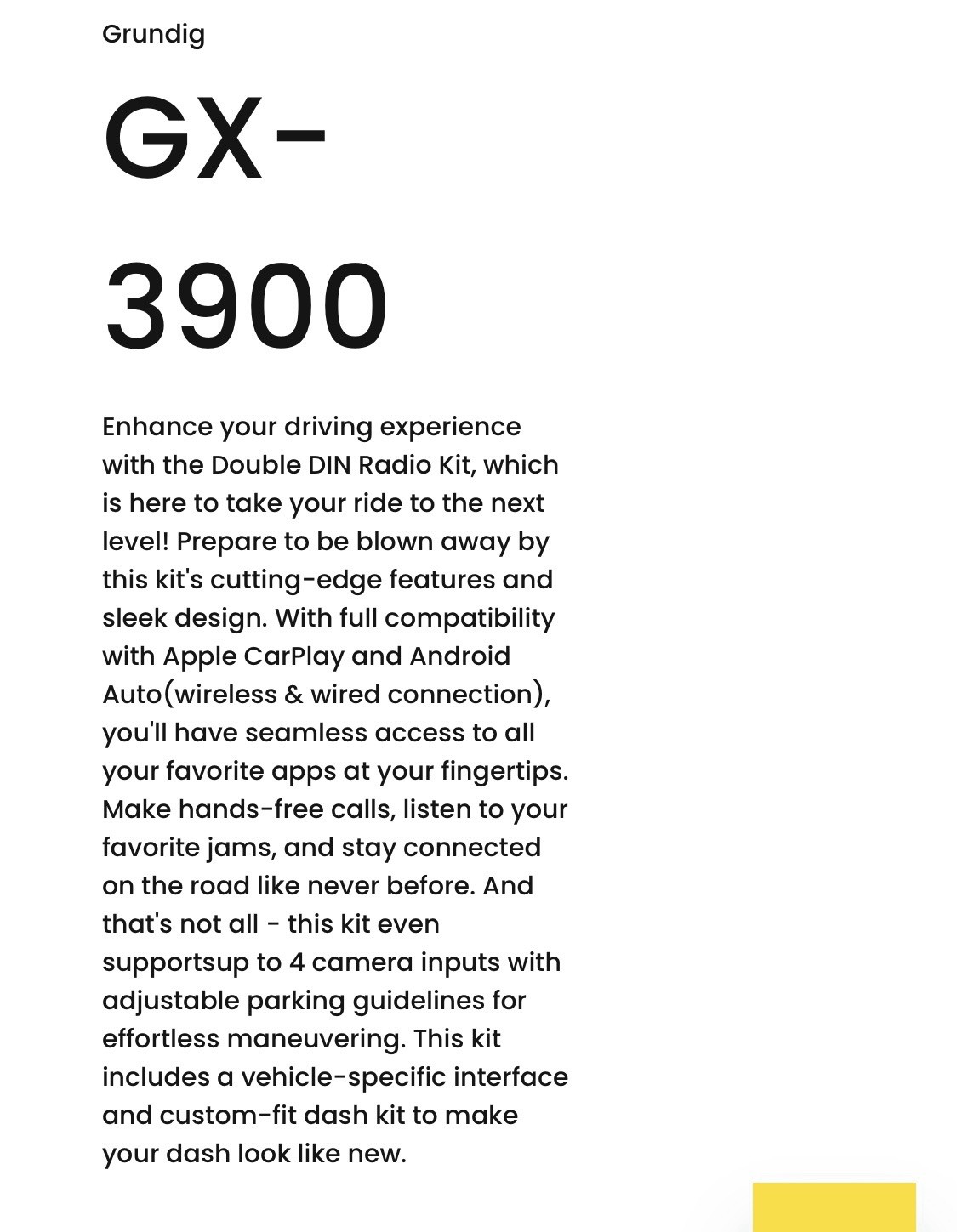 Grundig GX-3900 3 mons old has features such as GPS, Bluetooth, Apple car play