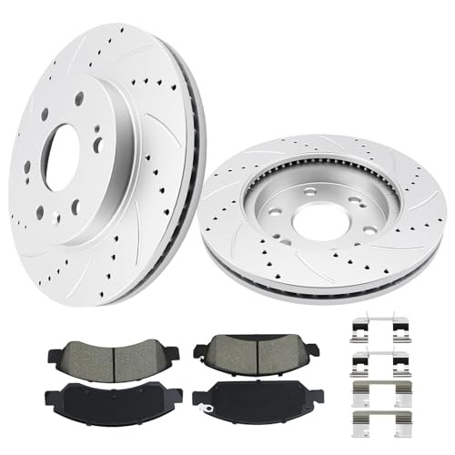Front Brakes and Rotors 12.99” Geomet Drilled Slotted 580279×2+D1367-8472