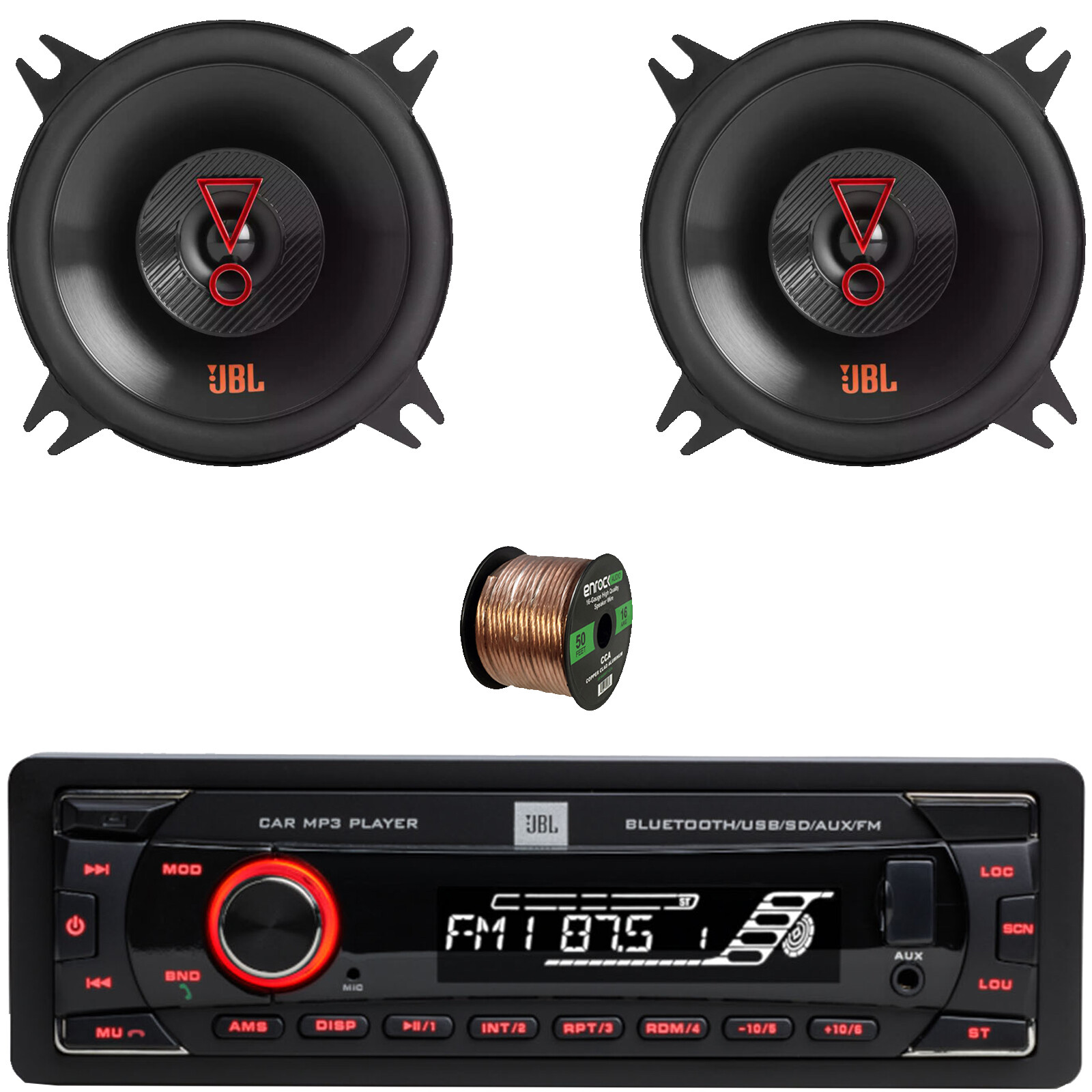 JBL Celebrity100 1-DIN Bluetooth SD/MP3 Receiver, 2x 4″ 150W Max Power Speakers