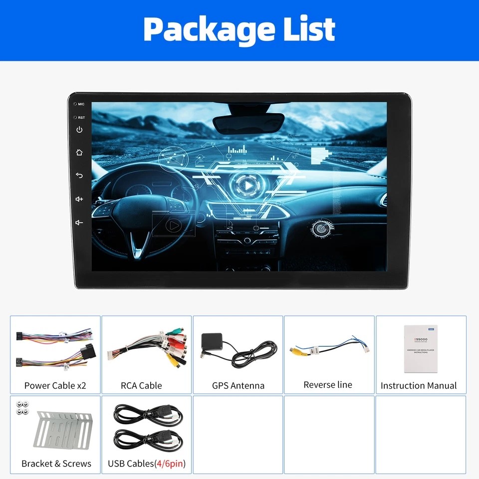 9″ Double 2 DIN Android14 Carplay Car Stereo Radio GPS BT IPS Touch Screen 4+64G