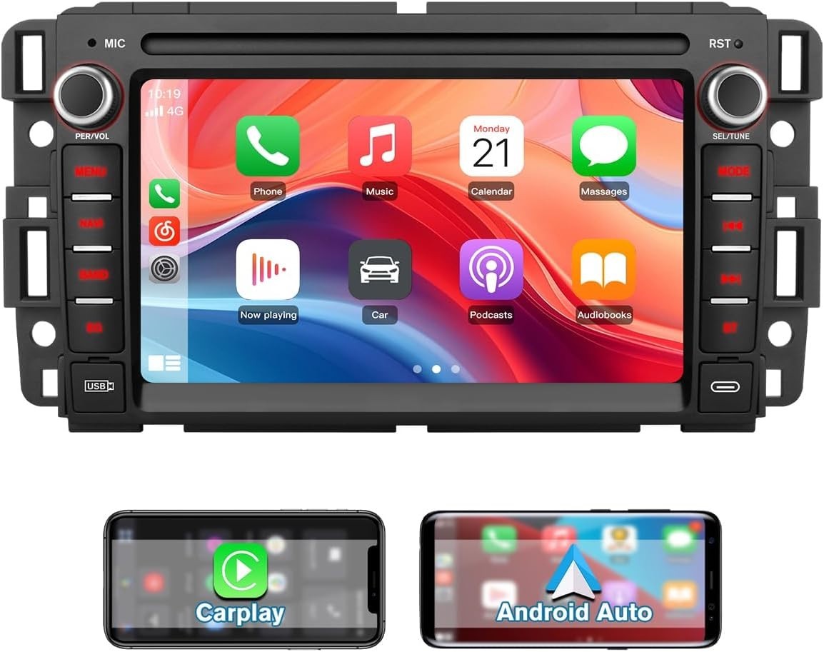7″ 64G Android Auto Carplay for 2005-2014 Chevy Silverado GMC Sierra Yukon Buick