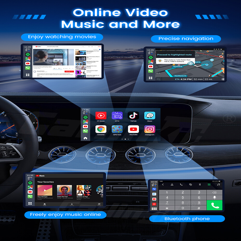 For Kia 8G+128GB Android 12 Ai Box CarPlay QCM6125 Wireless CarPlay Android Auto