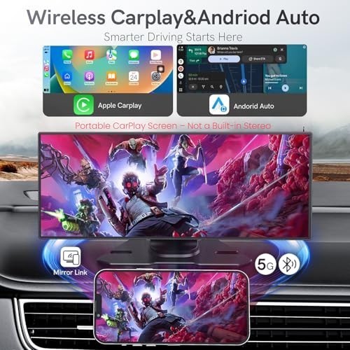 11.26 Inch Portable CarPlay Screen, 4K Dash Cam, 1080P Backup Camera, Bluetooth