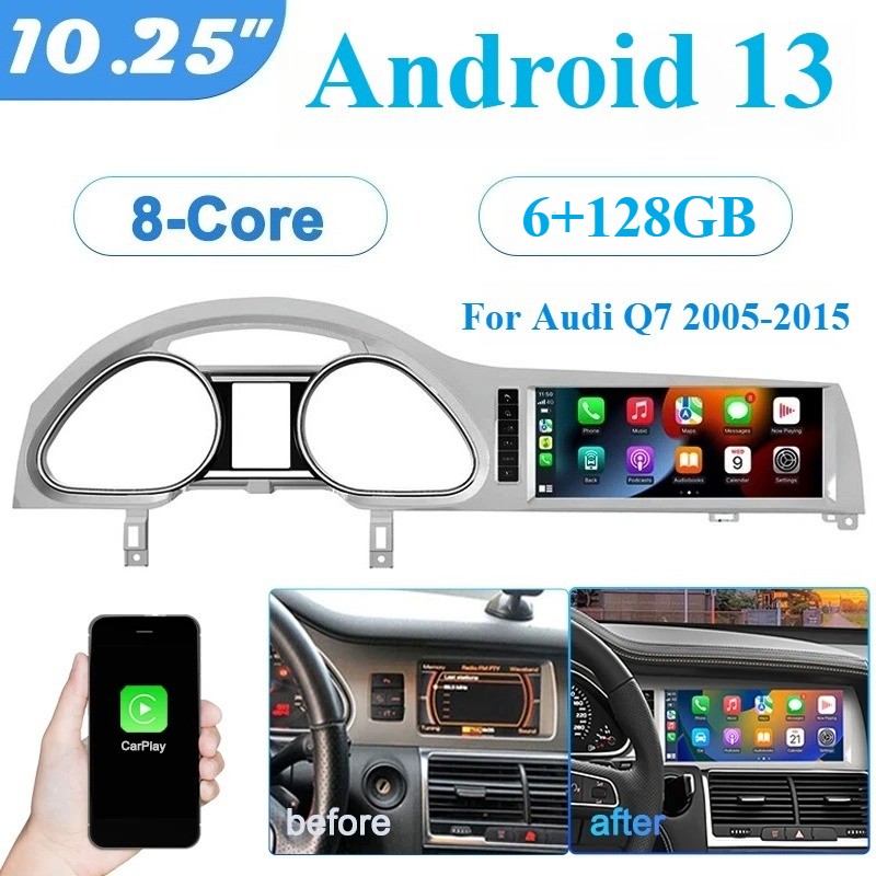 10.25″ For AUDI Q7 2005~2015 Android 13 Car Radio Stereo GPS Navi Carplay 6+128G