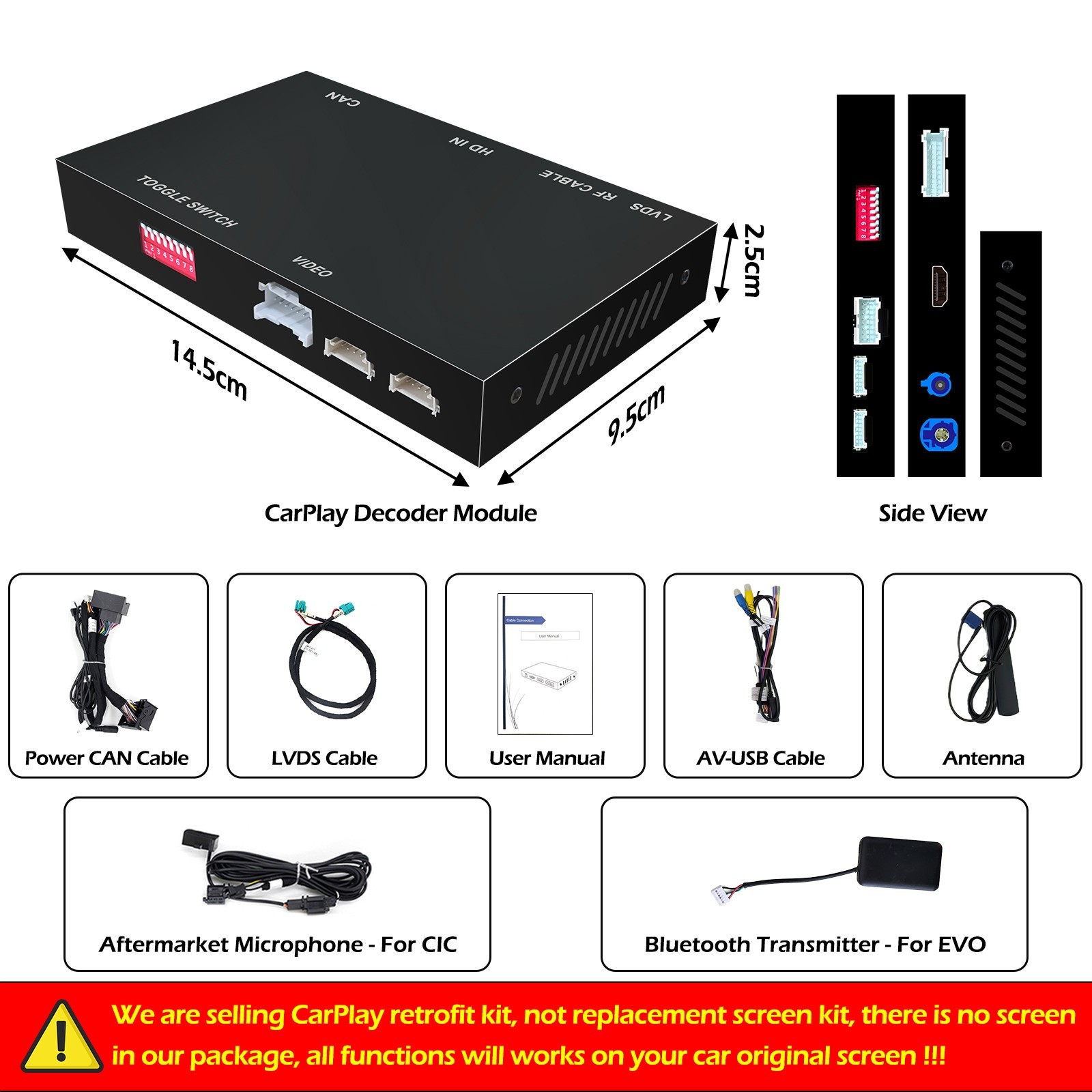 For BMW 1-7 Series X1-X7 CIC NBT EVO Wireless CarPlay Android Auto Upgrade Kit