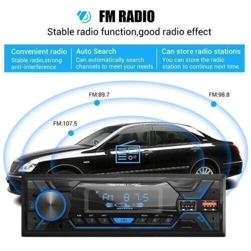 Single 1DIN Car Radio Stereo Bluetooth FM/USB/AUX/TF Audio+Remote Control MP3 US