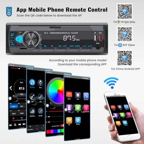 Single Din Car Stereo with Bluetooth 5.0 Hands Free Calling Voice Control P1