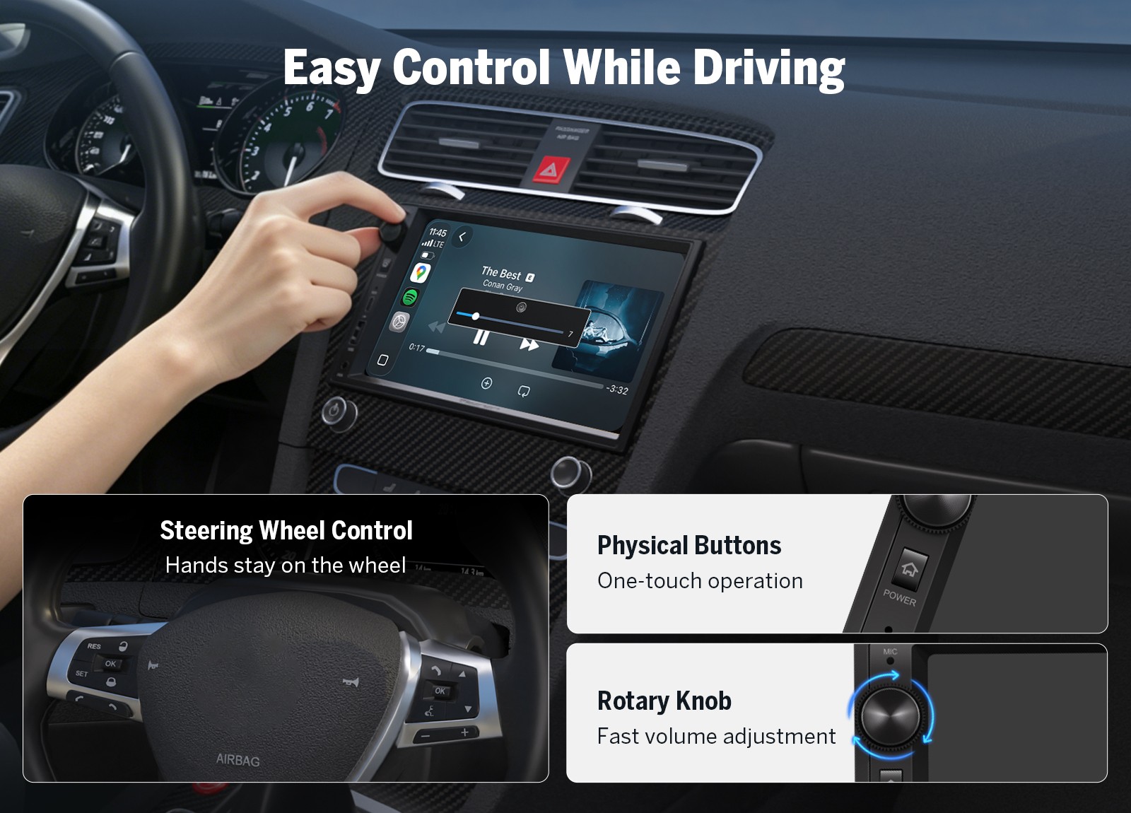 2DIN Android Auto 7″ QLED Car Stereo Head Unit Applr CarPlay GPS Navigation WiFi