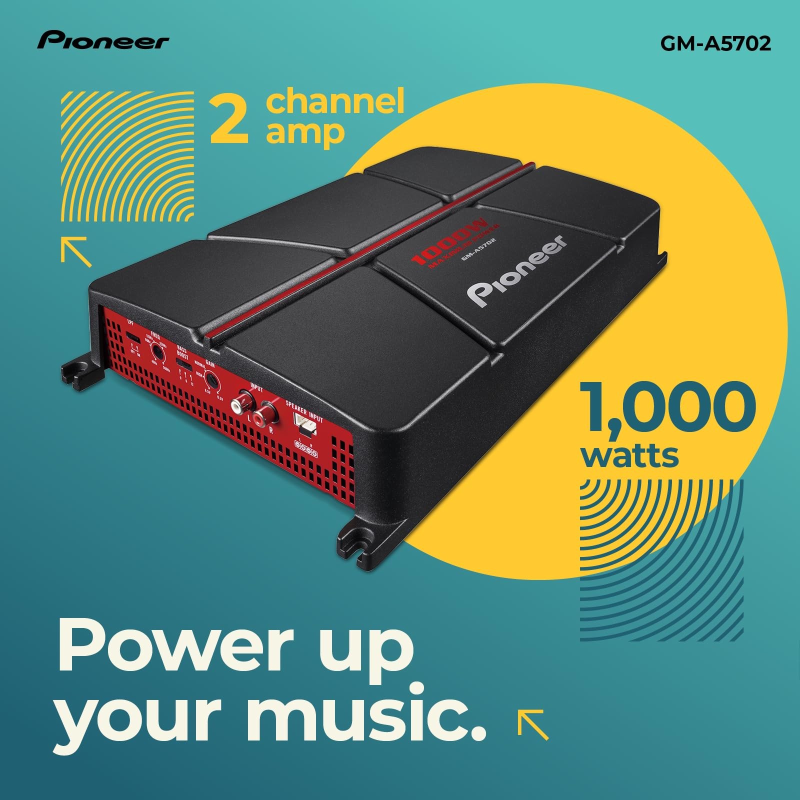 Pioneer GM-A5702 2-Channel, Class AB, 1000 W Max Power – Bridgeable Multi-Channe