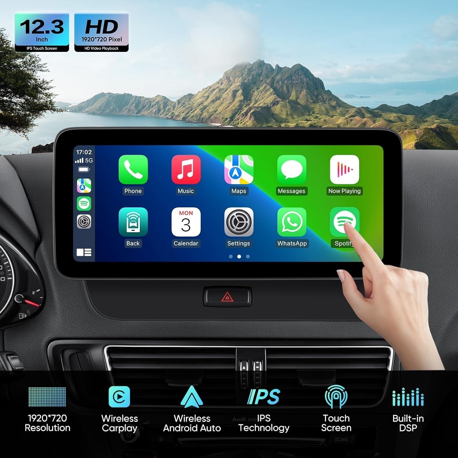 12.3″ Android Car Stereo Radio Apple Carplay GPS BT 8+128G For Audi Q5 2009-2017
