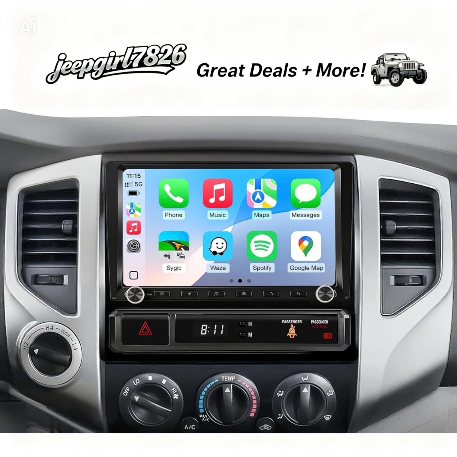 Car Stereo Radio 2005-2015 Tacoma QLED Wireless CarPlay Android Auto 2GB 64GB