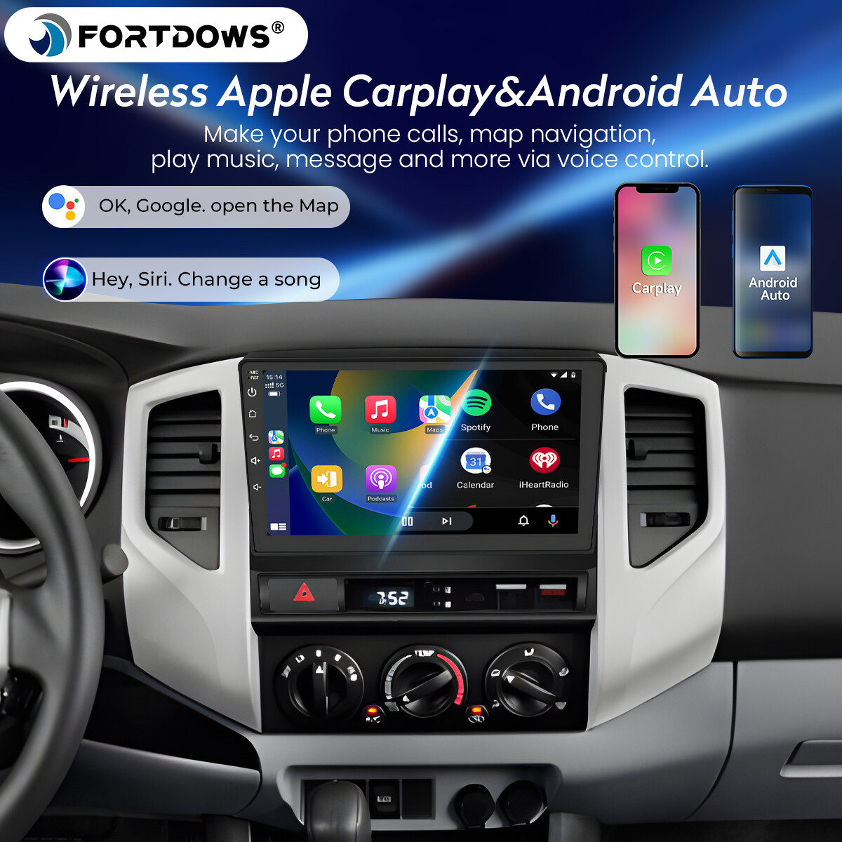 4+64GB Android 13.0 For TOYOTA TACOMA 2005-2013 CarPlay Stereo Radio Navigation
