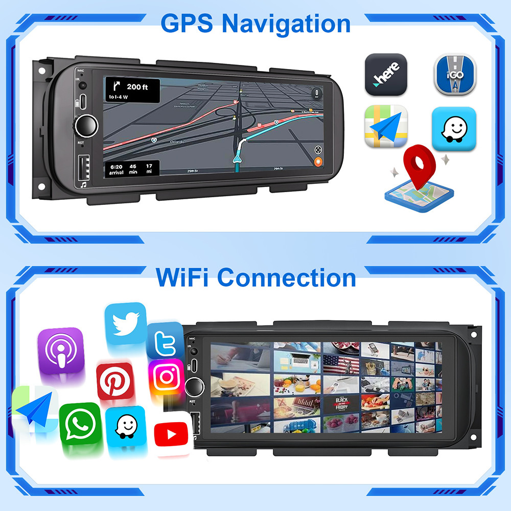 For Jeep Grand Cherokee 1999-2004 Apple Carplay Car Stereo Radio Android 15 Navi
