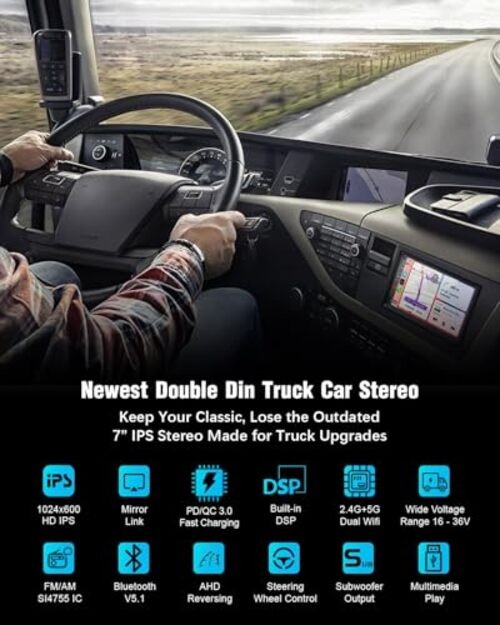 【】 Radio for Truck,Double Din Car Stereo with Wireless Carplay&Android Auto,7