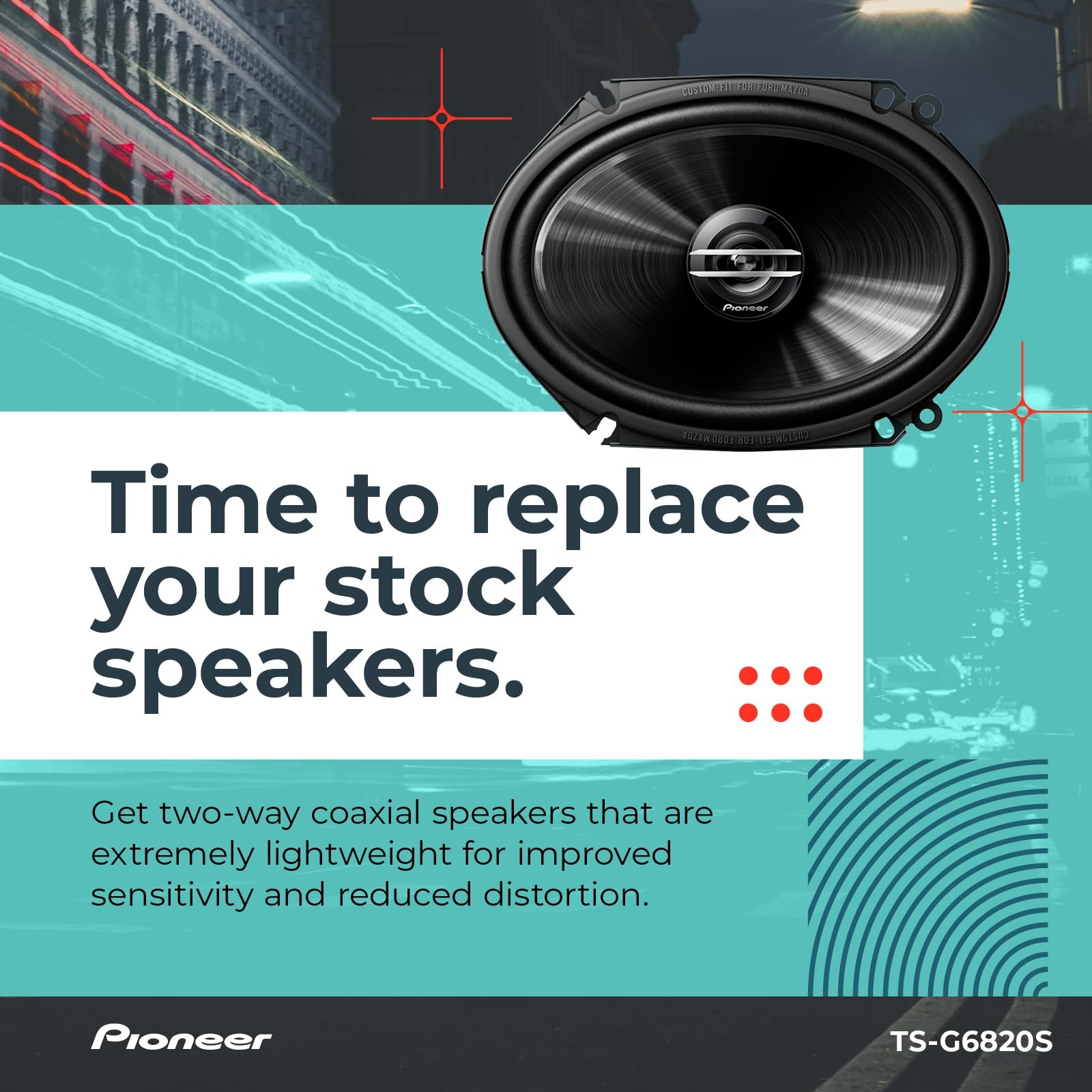 G-Series TS-G6820S 6” x 8” 2-Way Speakers (Pair) – 250W Max, Balanced Sound + Sm