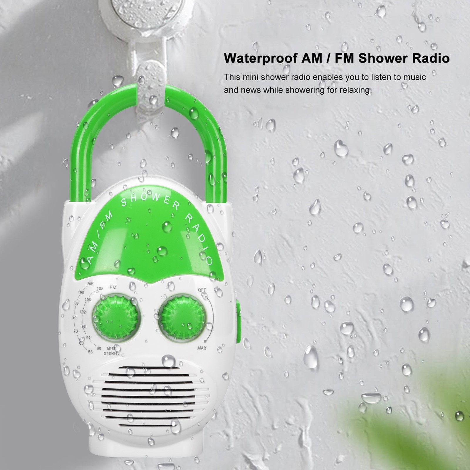 AM FM Radio Adjustable Volume Waterproof For Kitchen Or Bathroom Premium