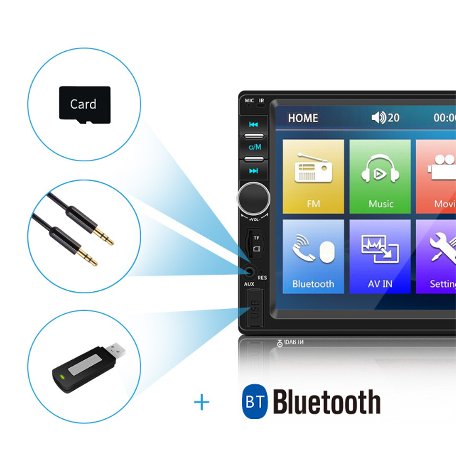 7018B Double Din 7″ Car Stereo Audio MP5 Player USB FM Multimedia Radio W/Camera