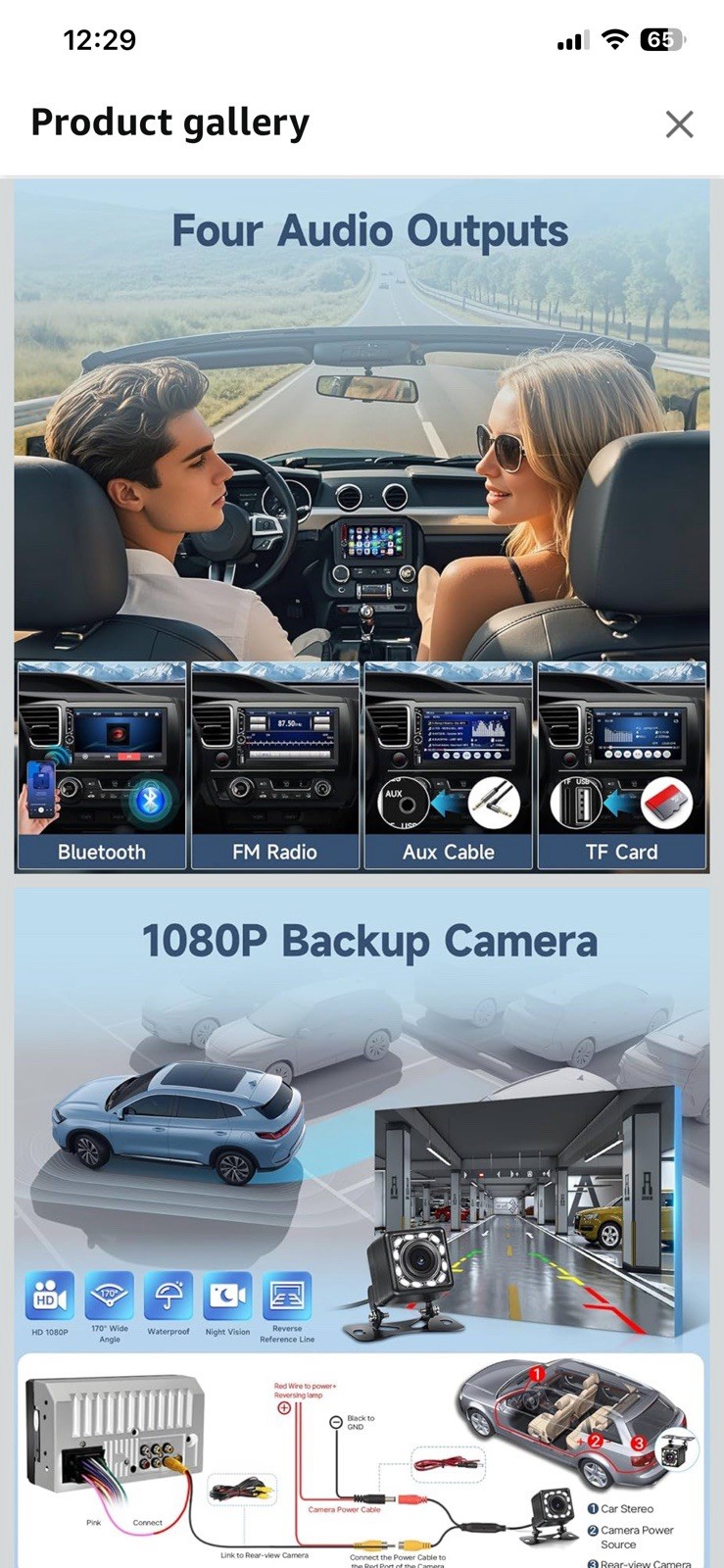 Leadfan 7inch Car Stereo Double Din Radio Touchscreen with Backup Camera
