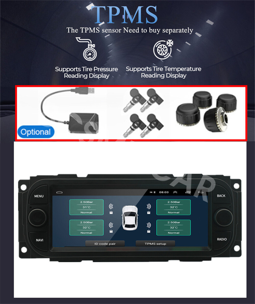 6.8in Radio Multimedia Player BT Mirror Link Cam Fit For Jeep Wrangler 2003-2006