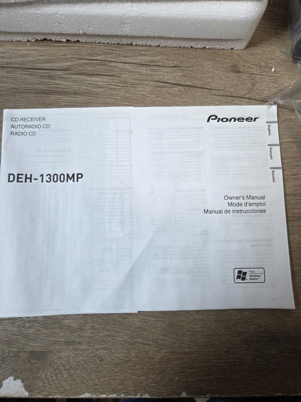 Pioneer DEH-1300MP 1 DIN CD Receiver Auxiliary Input MP3 WMA Car Audio