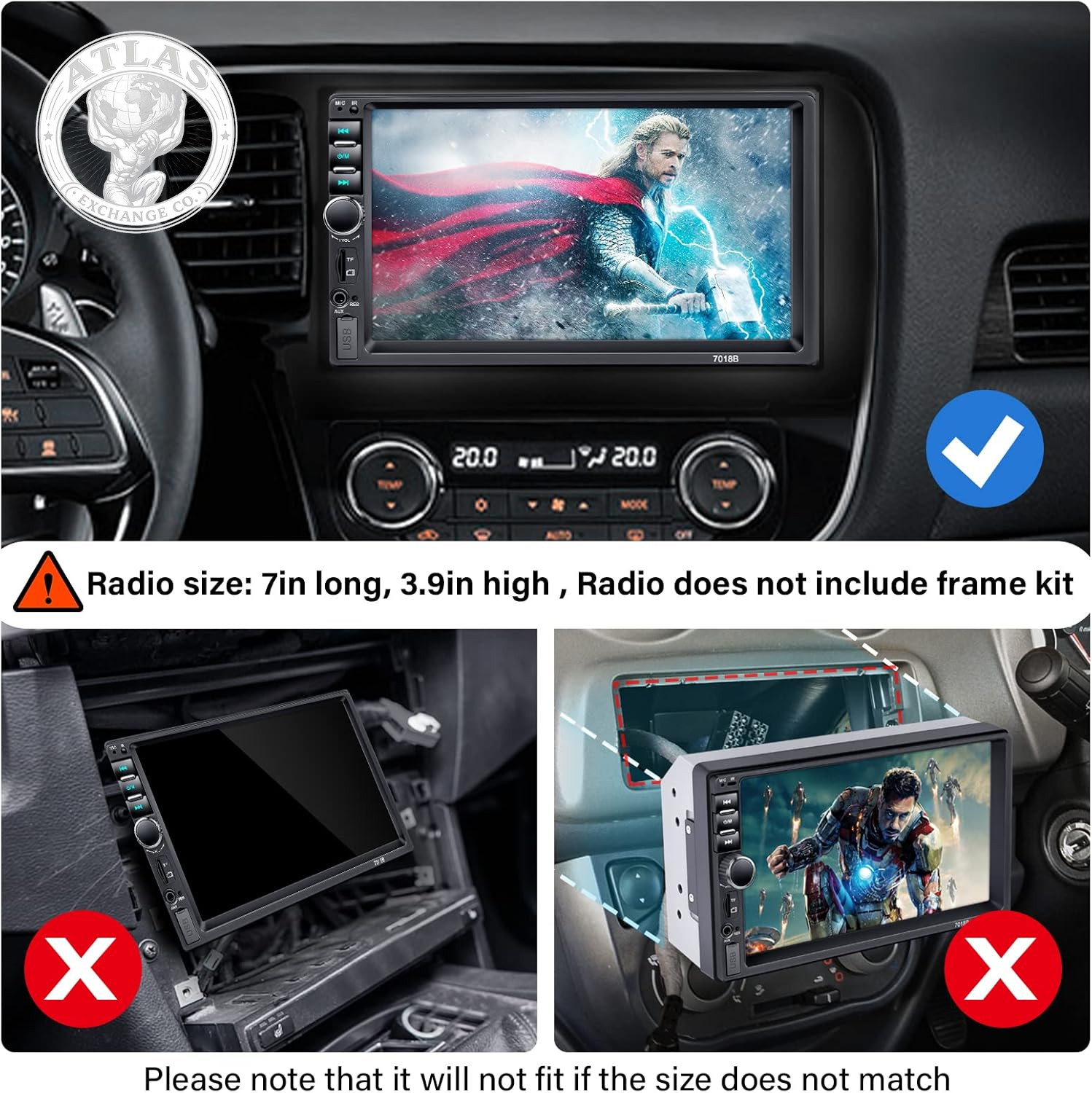 Double Din Car Stereo with Backup Camera Microphone, 7′ Touchscreen 2 Din Radio,