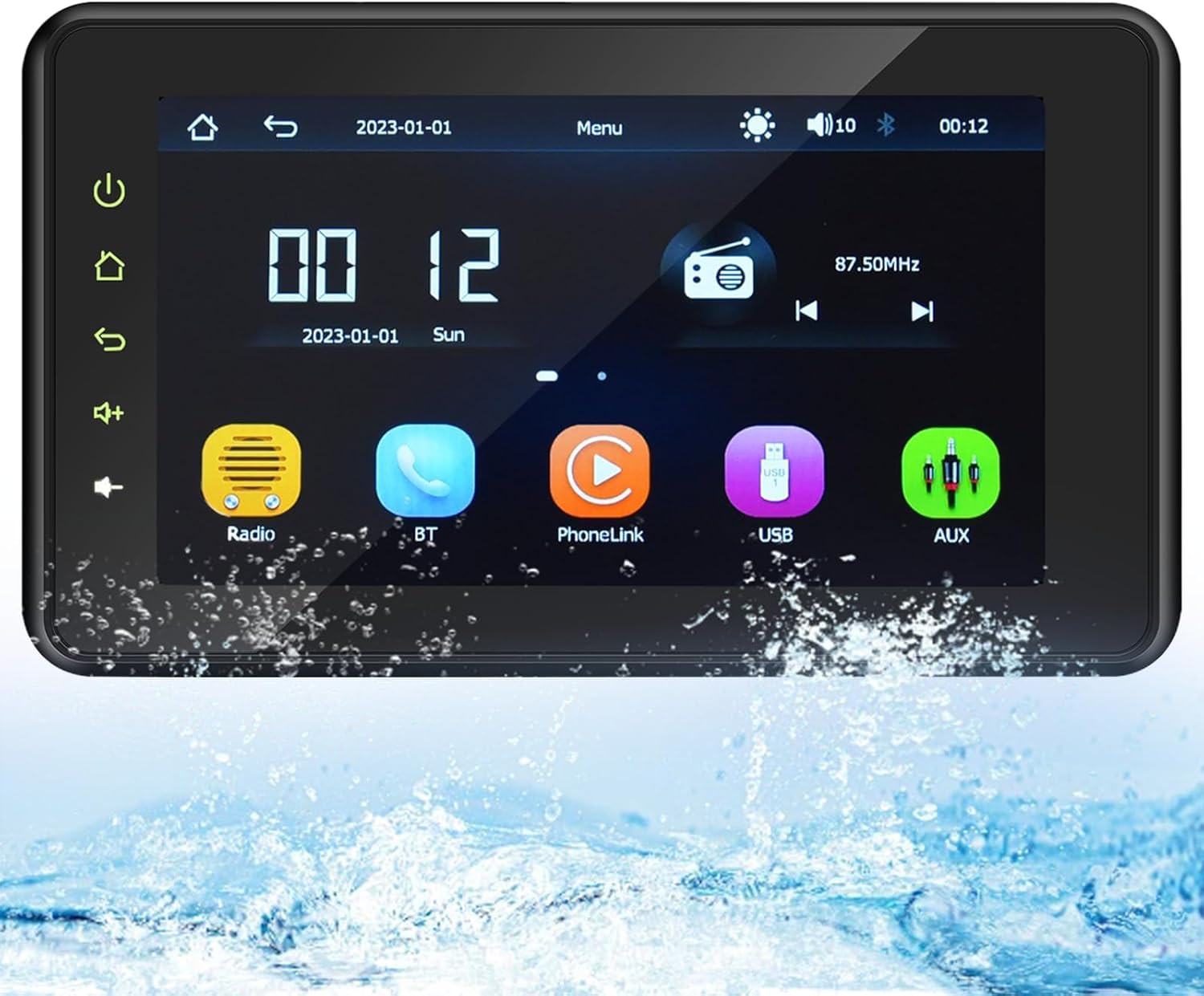 2026 Upgraded Marine Stereo with Wireless Carplay and Android Auto, Portable 8”