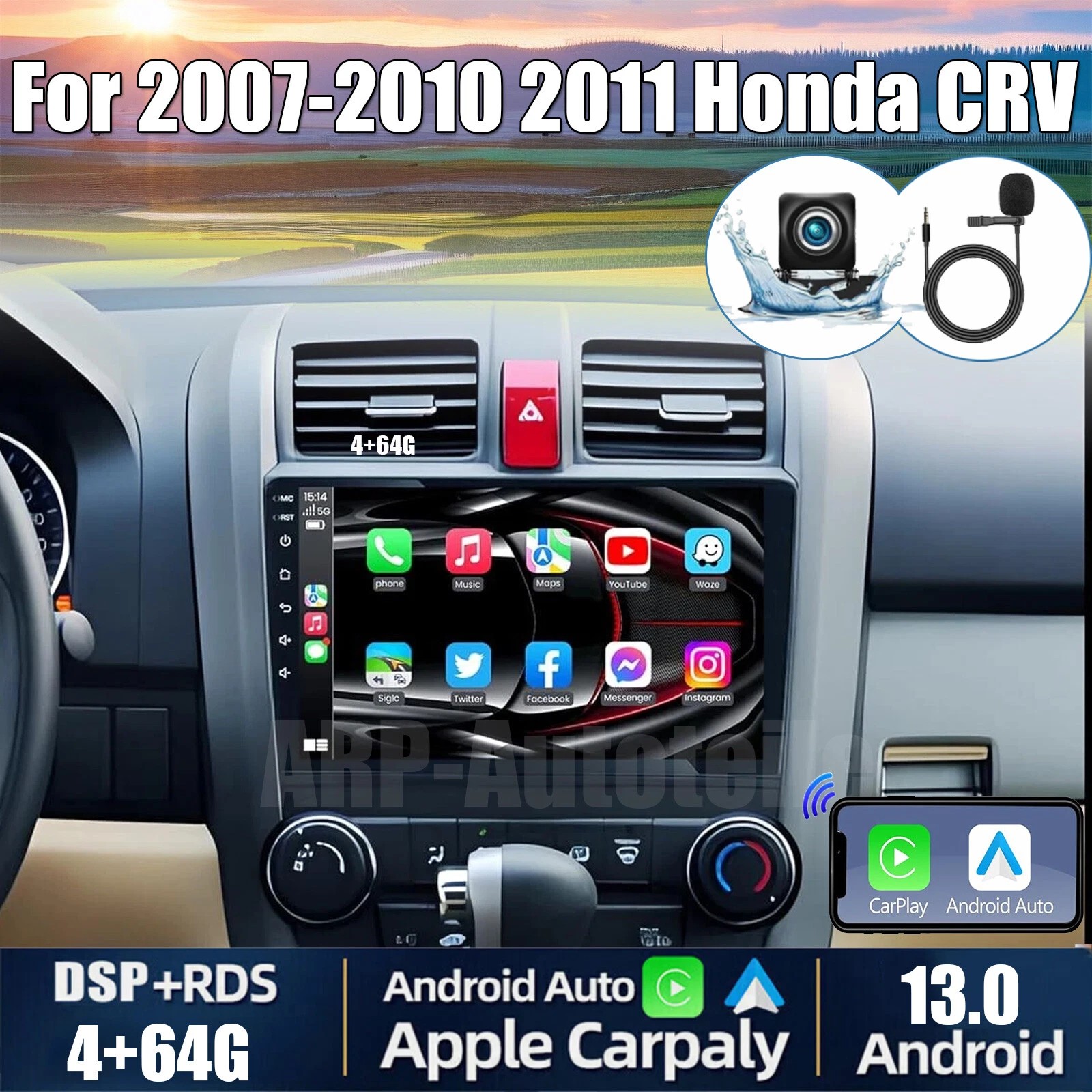 8Core Carplay Auto Car Radio Stereo Navi 1280*800 FM AM for 2007-2011 Honda CRV