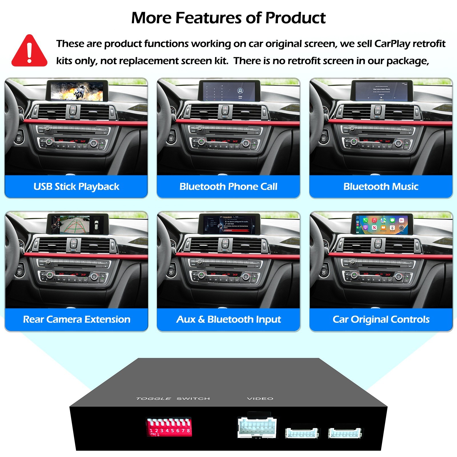 For BMW 1-7 Series X1-X7 CIC NBT EVO Wireless CarPlay Android Auto Upgrade Kit