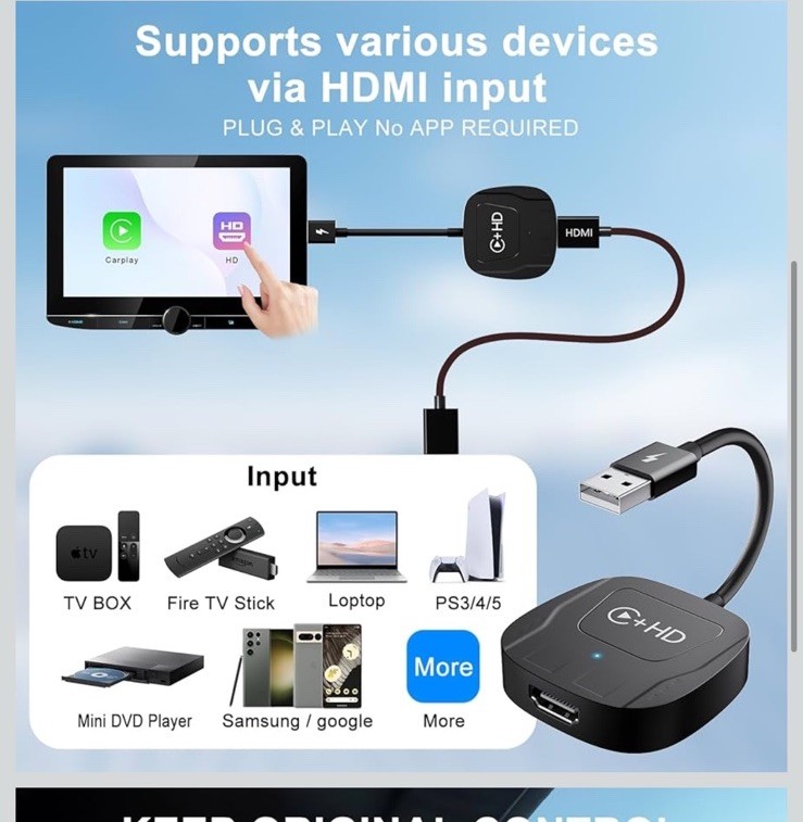 Wireless CarPlay Adapter for Apple,Plug and Play CarPlay Wireless