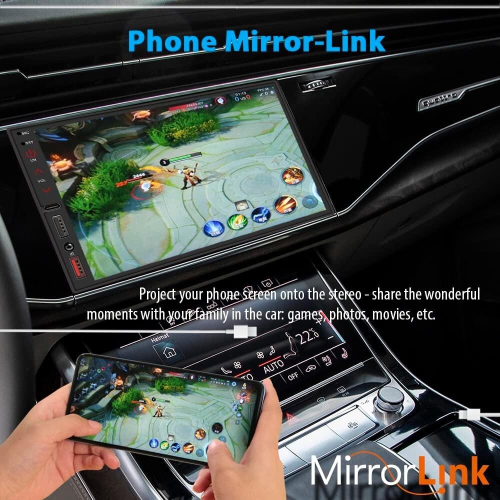 7″ Double Din Car Stereo Carplay Android Auto Play Touch Screen with remote
