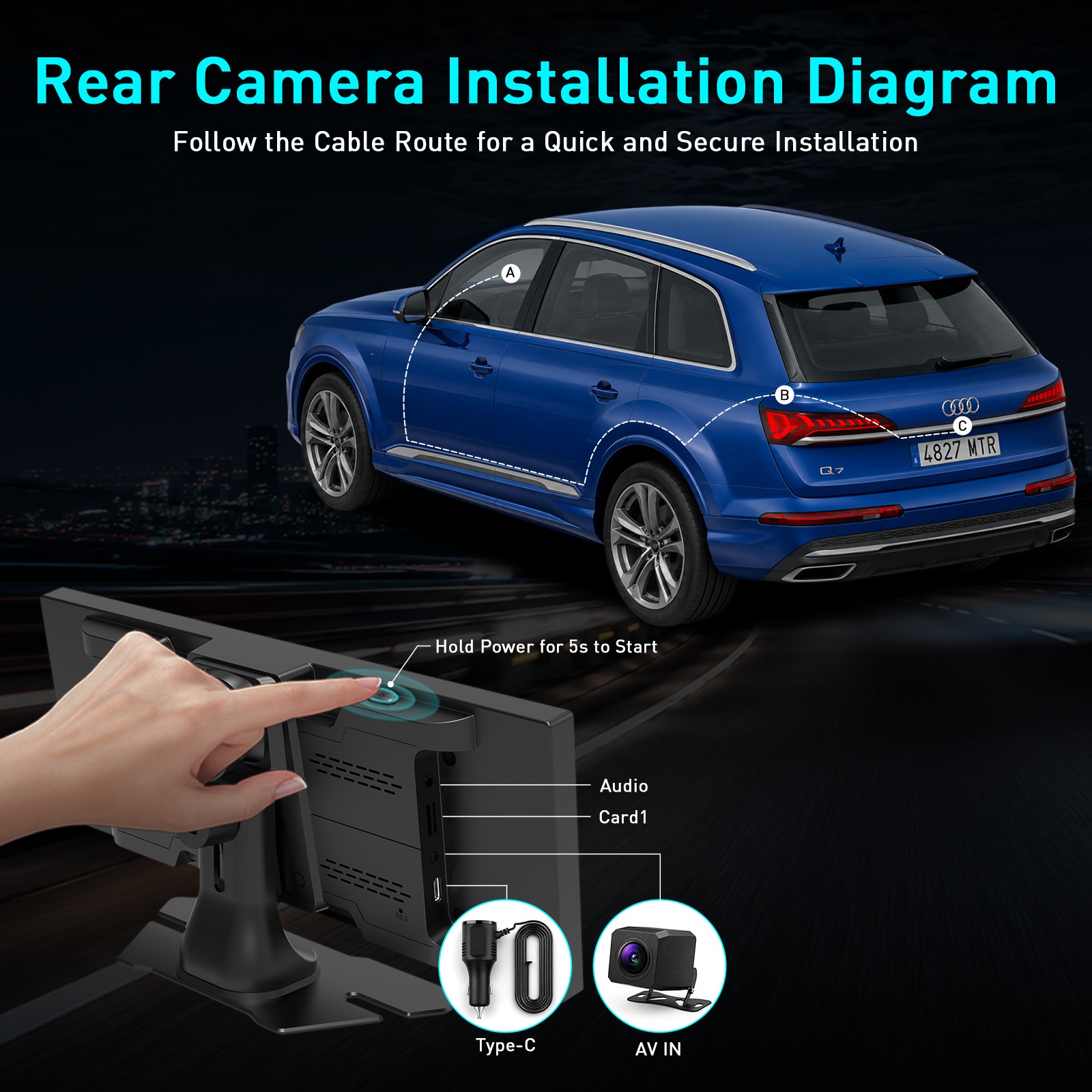 11.26″ Car Stereo Wireless Apple CarPlay Android Auto FM Touch Screen Radio Cam