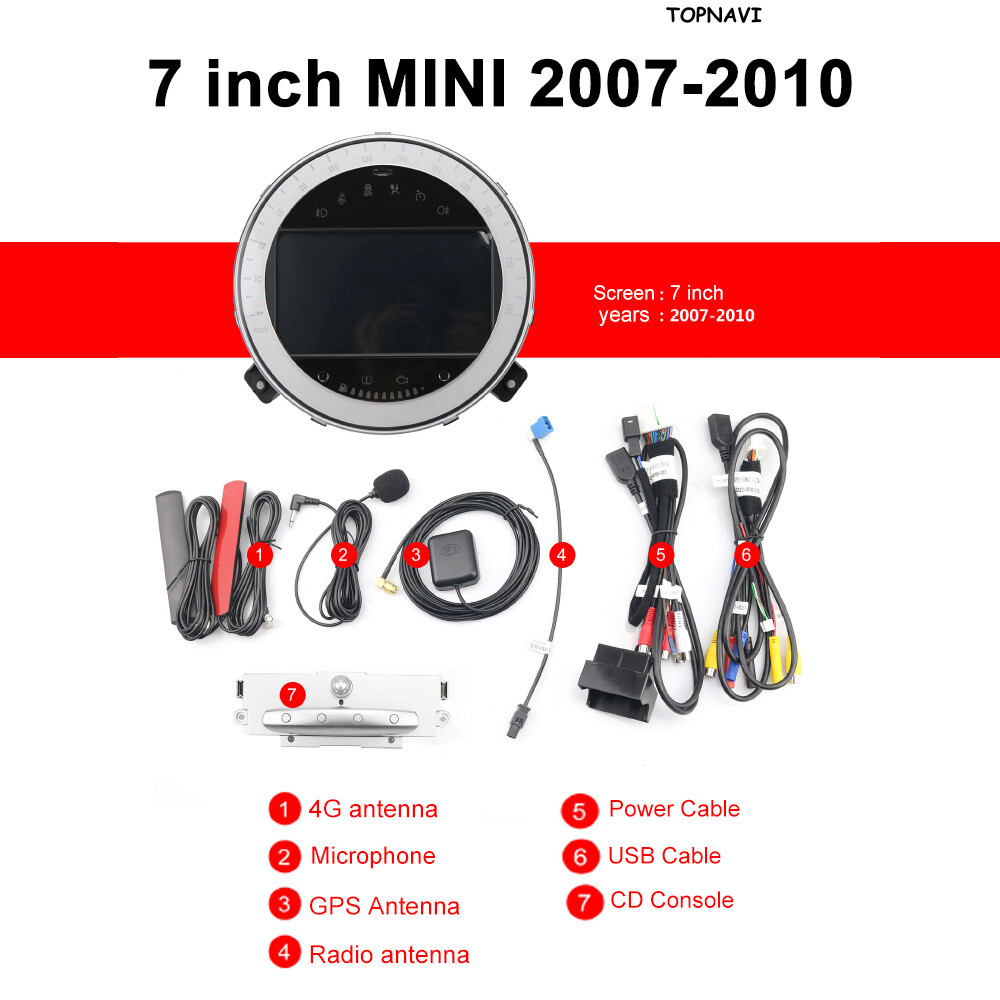 Android Car Radio Stereo for BMW Old Mini R56 2007-2010 7″HD GPS BT Carplay DSP