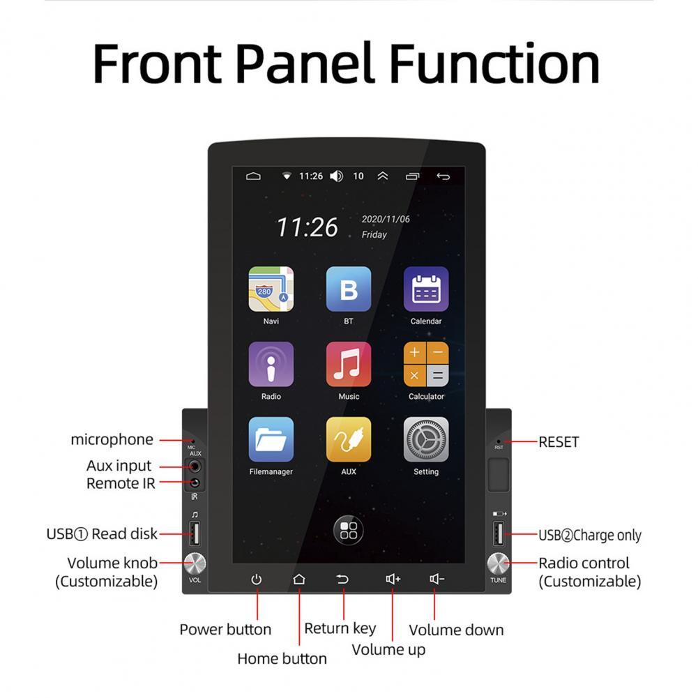 10.1″ 2 Din Car Stereo Radio Android 10 GPS WiFi Vertical Touch Screen FM Player