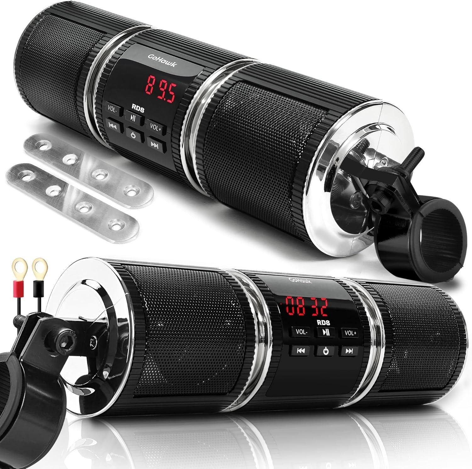 Waterproof Bluetooth Motorcycle Speakers Audio System FM AUX USB Handlebar