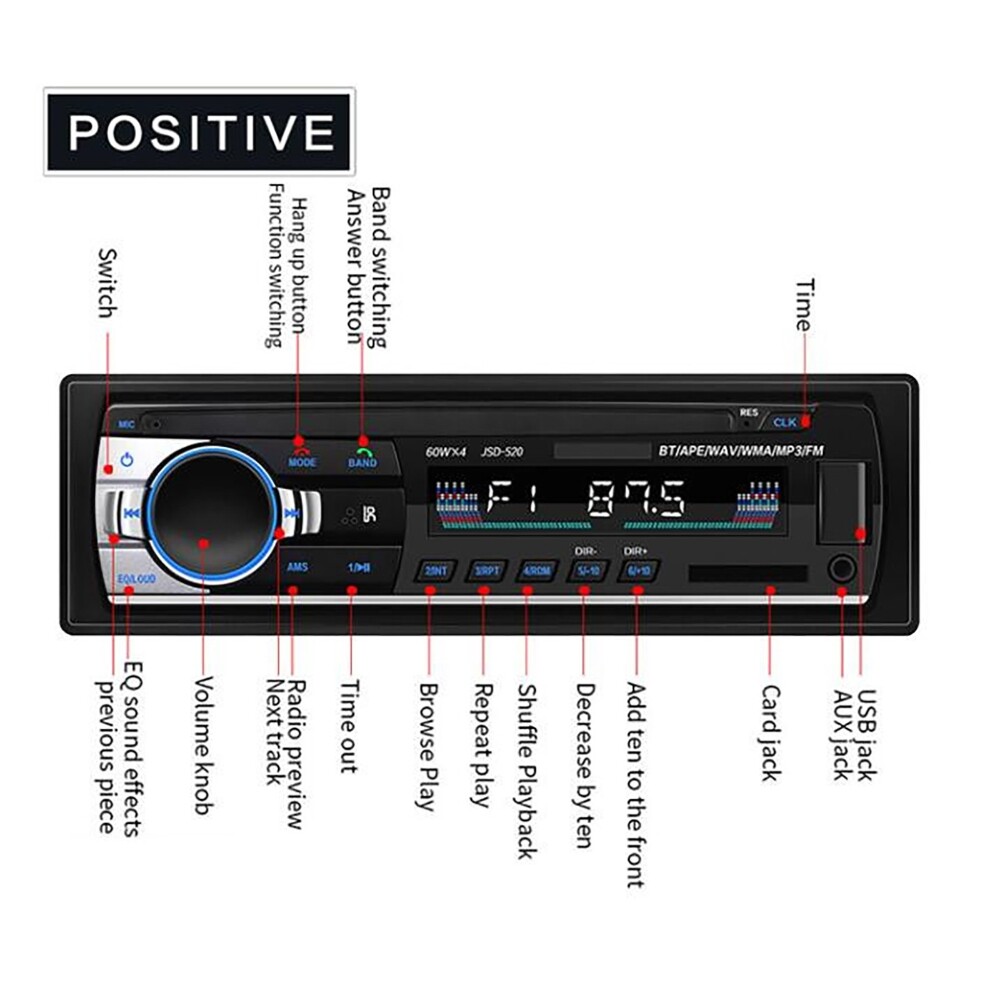 24V 60W Car MP3 Player Stereo Receiver bluetooth Audio Radio Handsfree Remote