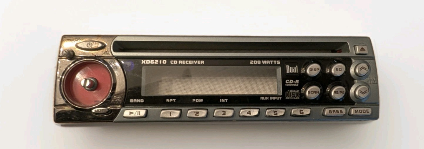 Dual XD6210 AM/FM CD Car Stereo Vintage FACEPLATE ONLY MISSING VOLUME KNOB