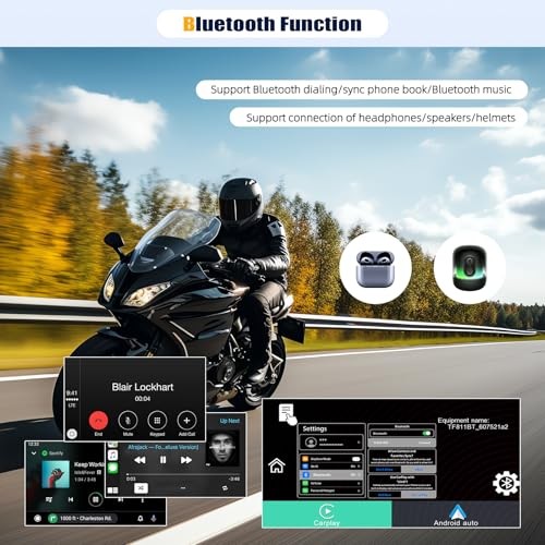 CarPlay Screen for Motorcycle,Portable Wireless Carplay/Android Auto for
