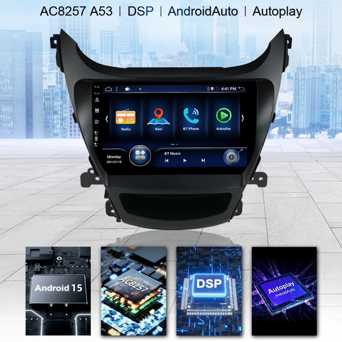 8+256G Car Stereo Radio For Hyundai Elantra 2012-2016 GPS Android 15 Carplay