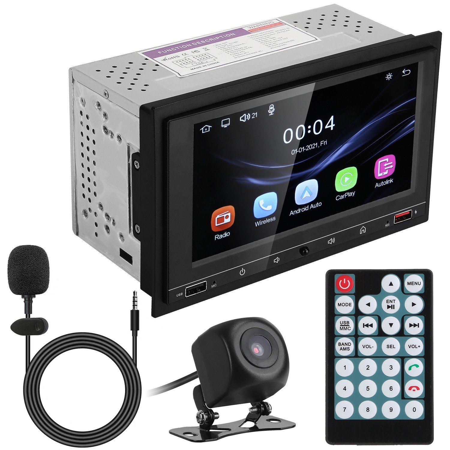 7″ Wireless Car MP5 Player 1080P Video Stereo Audio FM Radio Aux/USB Input