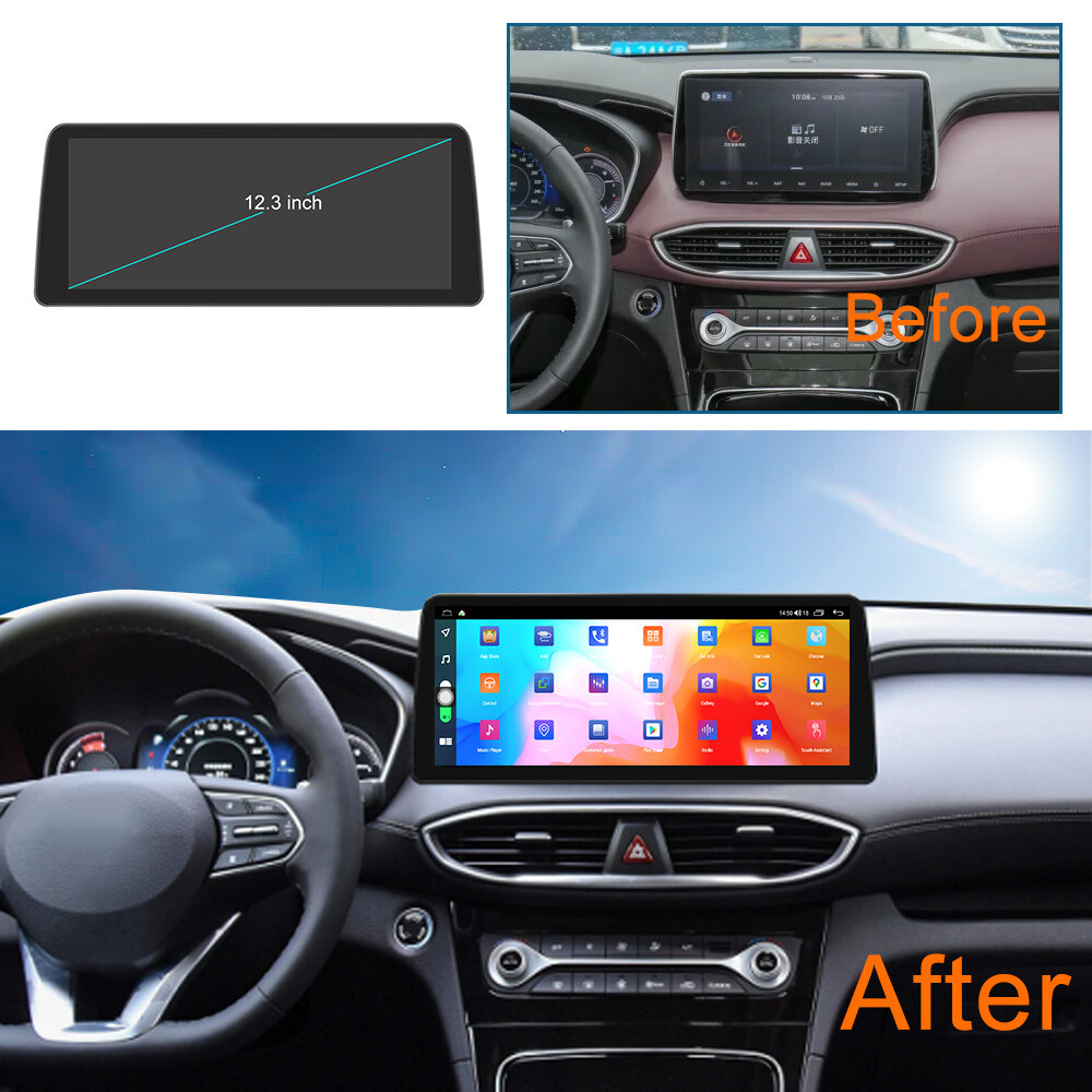 Android 14 Wireless Carplay Auto 12.3Inch For Hyundai Santa Fe 2017-2021 WIFI BT