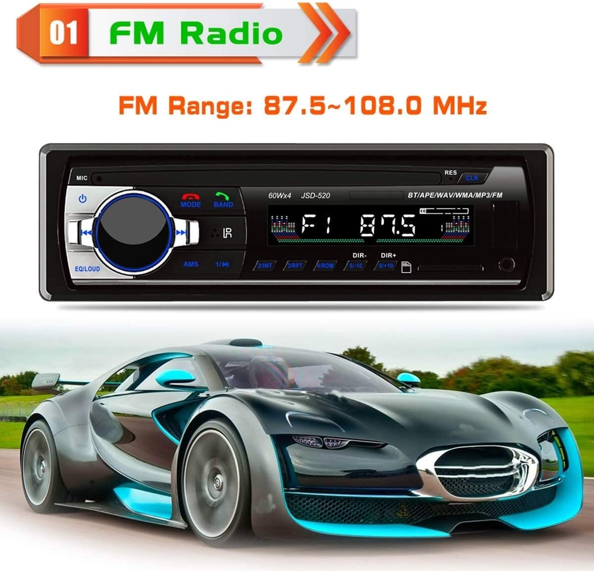 Bluetooth 12V Car Stereo with FM Radio & USB/SD/MMC for Modern Drivers
