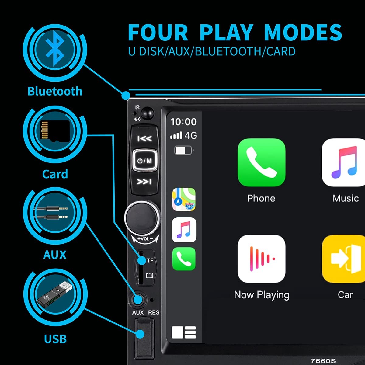 Estereo De Doble Din Với Control De Voz Y Camara De Reversa De Lujo Pro