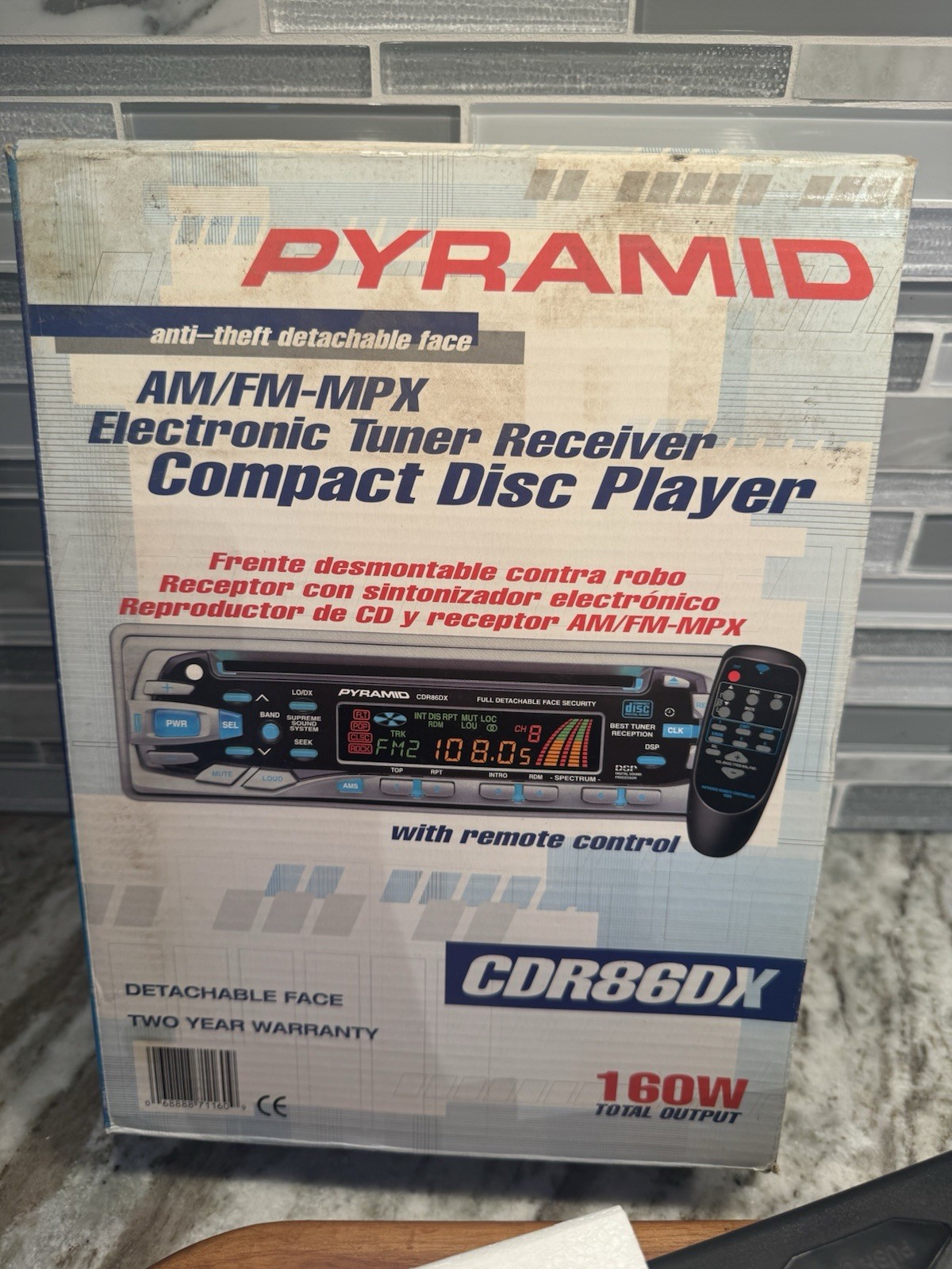 Pyramid CDR86DX AM/FM-MPX 1 DIN In-Dash CD Player Detachable Face Remote new