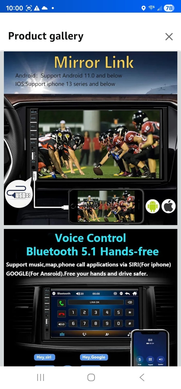 7” Car Stereo 2 Din Radio Touchscreen w/2 Backup Cameras Car Audio Mirror Link