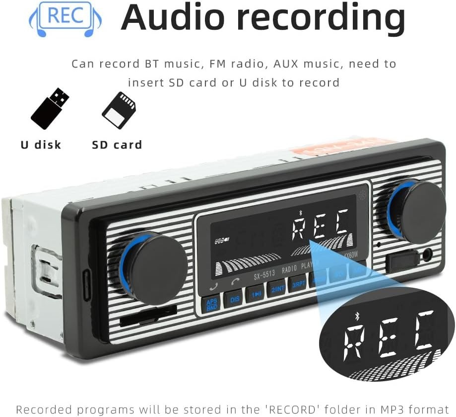 Advanced Retro Car Radio with Bluetooth – Hands-Free, Remote Control Features