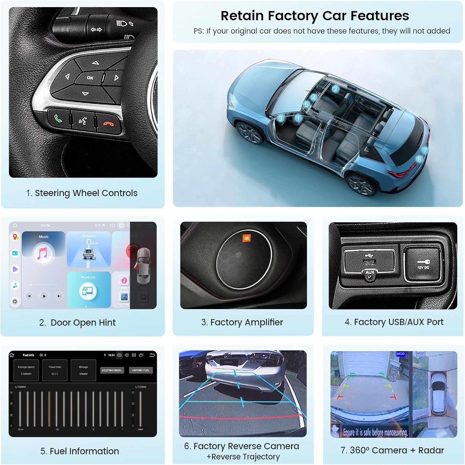 Roadanvi 9” Car Radio for Jeep Renegade 2015-2022 Carplay with Knob and Buttons