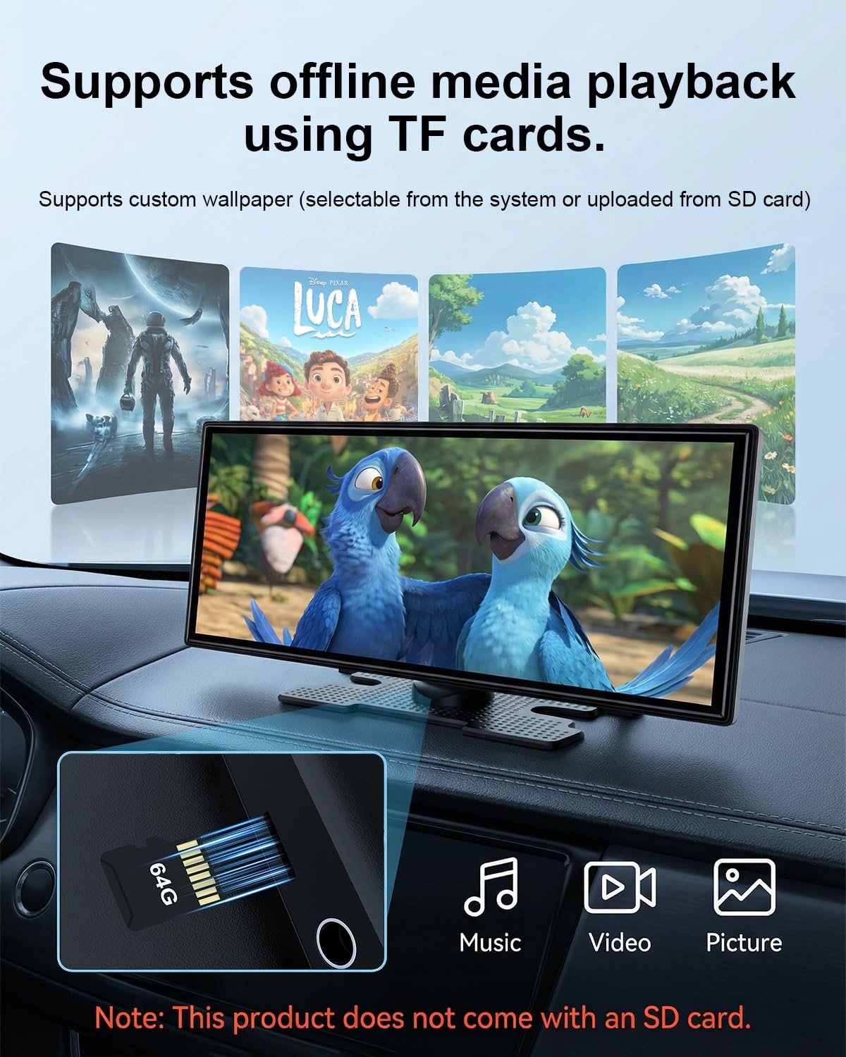 25HOURS 11” Wireless Carplay Screen with Net-Flix YouTube Apps and Backup Ca…