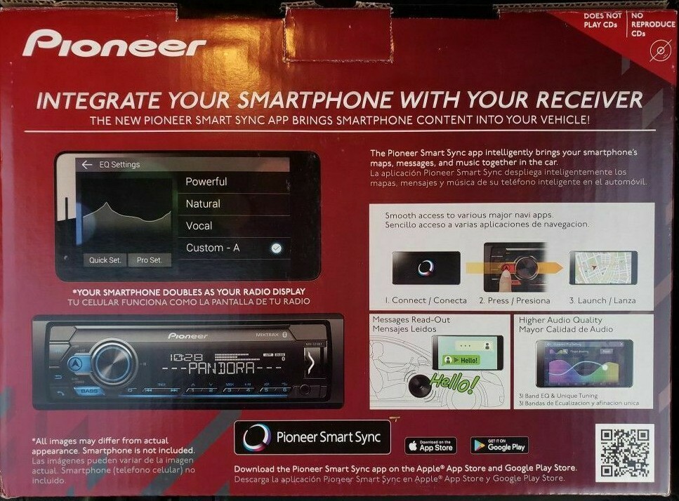 Pioneer MVH-S3166BT Bluetooth Media iPhone Android Pandora USB Aux & 4 Speakers