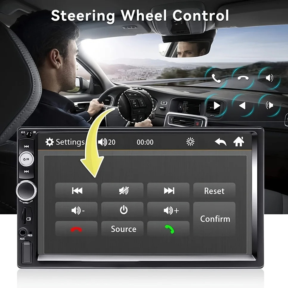 Car MP5 Media Player with USB/TF/AUX Input 2 Din Autoradio with Mirror Link